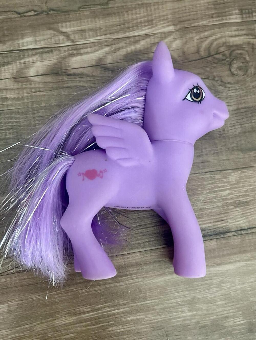 Brushable 5" Little Pony Toy. Purple Hair Purple Pegasus w/ Heart & Music Notes.